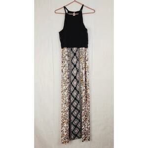 Bailey Blue mixed floral black lace halter neck maxi dress Size Med Boho Y2K